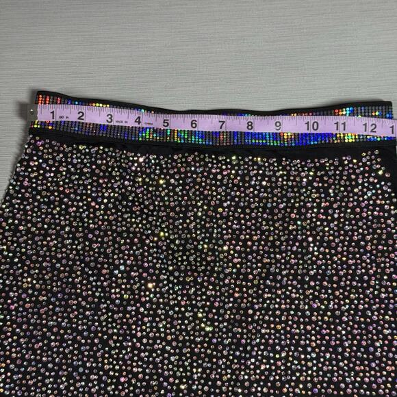 Hot & Delicious Black Silver Rhinestone Mini Skirt Binkini Bottom Womens Medium - Picture 4 of 6